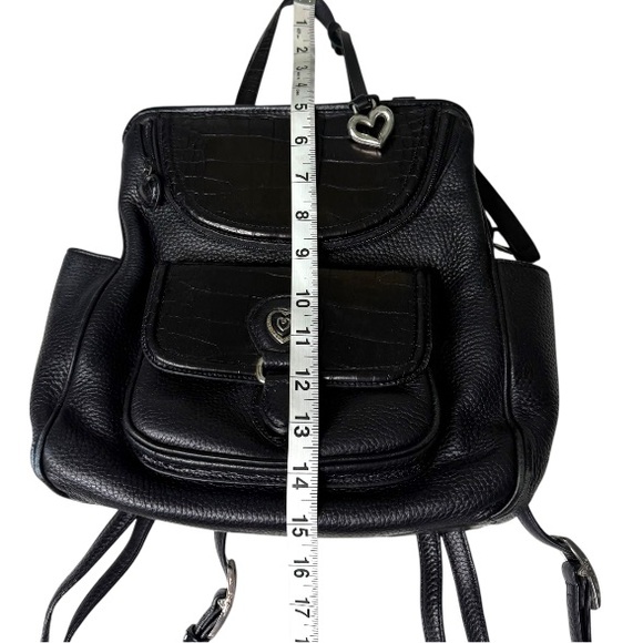 Brighton Donatella Leather Black Croc Embossed Backpack Purse Travel Work Bag - Picture 11 of 15